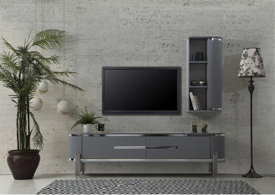 TV Ständer RTV Lowboard Regale Sideboard Tisch Modern Grau Luxus Neu