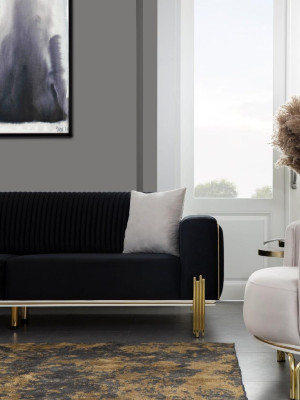 Luxus Sofagarnitur Dreisitzer Moderner Sessel Stoffmöbel Set 3tlg Schwarz 3+3+1