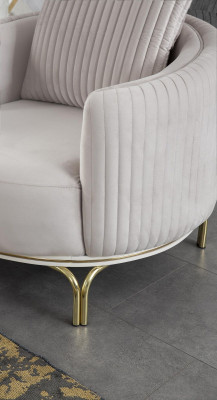Luxus Sessel Weißer Einsitzer Wohnzimmermöbel Polyester Edelstahlmöbel
