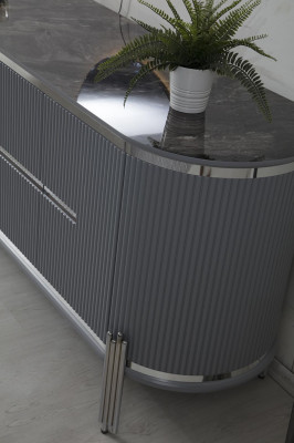 Graues Sideboard Luxus Kommode Anrichte Schrank Esszimmermöbel Holzmöbel