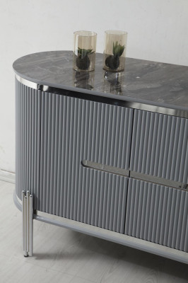 Graues Sideboard Luxus Kommode Anrichte Schrank Esszimmermöbel Holzmöbel