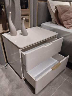 Bett 2x Nachttische 3tlg. Schlafzimmer Doppelbett Design Möbel Holz Neu Set