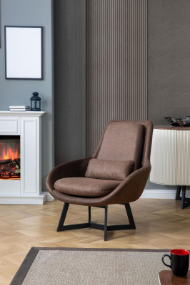 Designer Sessel 1 Sitzer Kunstleder Couch Polster Sessel Design Braun