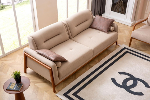 Designer Sofa 3 Sitzer Luxus Polster Braun Couch Wohnzimmer Möbel