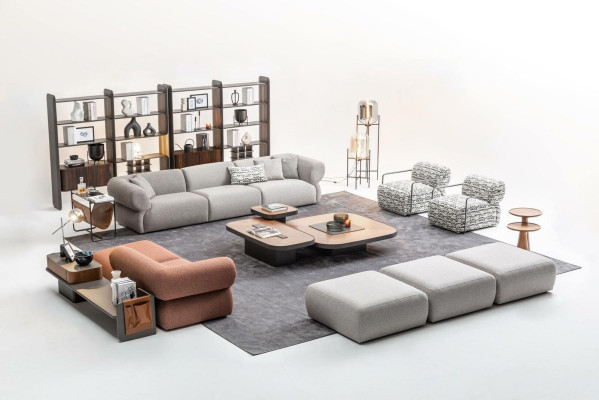 Großes Wohnzimmer Set Fünfsitzer Dreisitzer Sessel Hocker Sofagarnitur