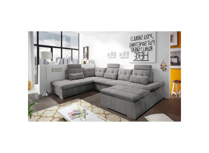 Ecksofa U-Form Sofa Wohnlandschaft Garnitur Bettfunktion Polster Design