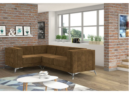 Stoff L-Form Couch Wohnlandschaft Ecksofa Garnitur Modern Design Sofa
