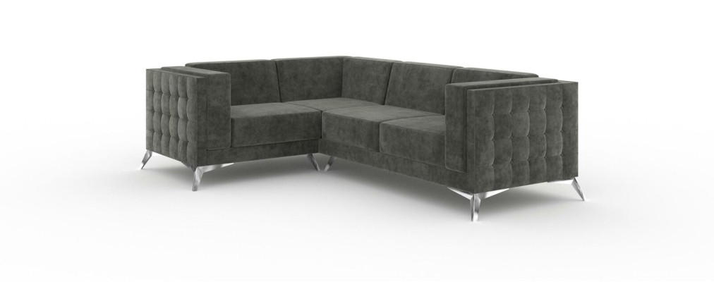 Chesterfield Ecksofa L-Form Stoff Couch Design Polster Sitz Textil Sofa Eck Neu