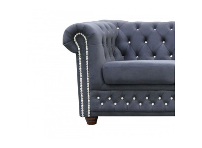 Chesterfield Sofagarnitur Sofa Polster Kristallsteine Leder Garnituren 3+2 Couch