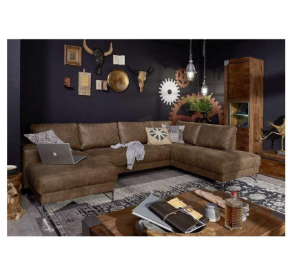 Ecke Ecksofa U-Form Wohnlandschaft Sofa Couch Polster Garnitur Vintage