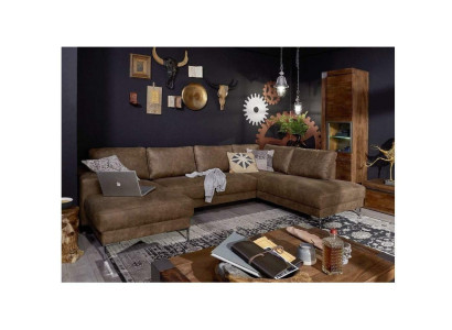 Ecke Ecksofa U-Form Wohnlandschaft Sofa Couch Polster Garnitur Vintage