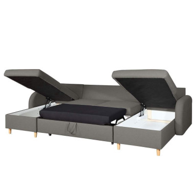 Design Ecksofa U-form Bettfunktion Couch Leder Textil Sofas Schlafsofa