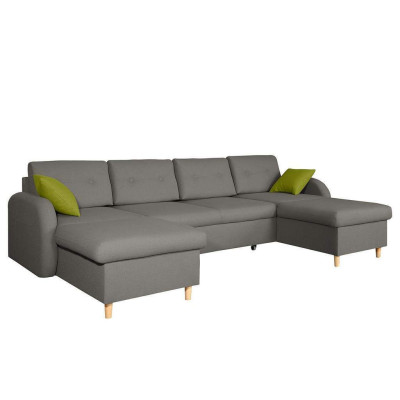 Design Ecksofa U-form Bettfunktion Couch Leder Textil Sofas Schlafsofa