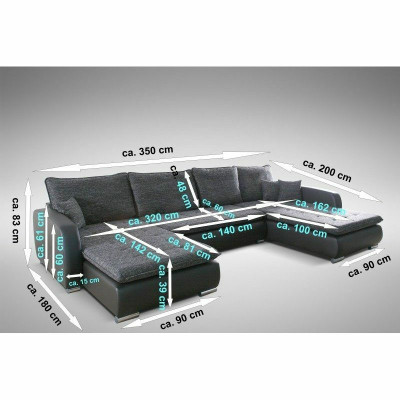 Design Ecksofa Sofa Elena Bettfunktion Couch Polster Sitz Eck Sofas XXL Neu