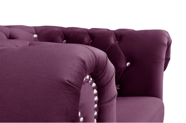 Chesterfield Textil Couch Polster 2Sitzer Stoff Sofas Couchen lila Zweisitzer