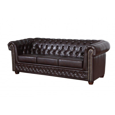 Modernes dreisitziges Kunstleder Sofa gemütlich elegant Chesterfield