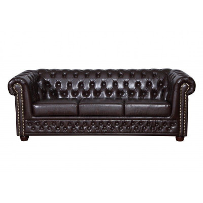 Modernes dreisitziges Kunstleder Sofa gemütlich elegant Chesterfield