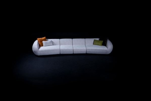 Grauer Sechssitzer Wohnzimmer Couch Polstersofa Luxus Designer Möbel