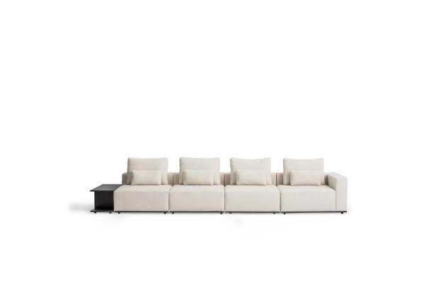 Weißer Fünfsitzer Wohnzimmer Couch Textil Möbel Moderne Sofas Design
