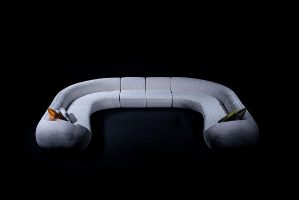 Villen Sofa Ecksofa L-Form Design Polstersofa Stil Textil Wohnlandschaft Grau