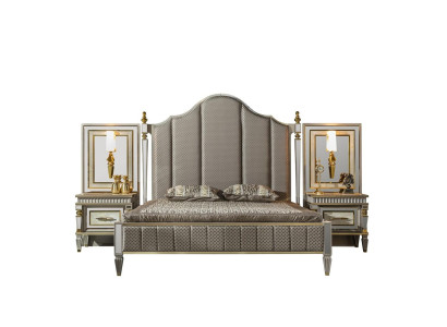 Bett Grau Metall Möbel Elegantes Design Schlafzimmer Luxus Betten Neu