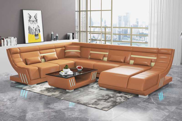 Design Sofas Wohnlandschaft Sofa U Form Ecksofa Braun Couchen Möbel