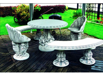 Antik Stil Stein Sessel Bank Stuhl Garten Terrase Edler Design Thron