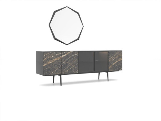Sideboard mit Spiegel Luxus Einrichtung Esszimmer Komplett Set Modern Möbel