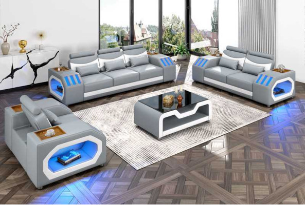 Sofagarnitur Zweisitzer Ledersofas Sessel Dreisitzer 3tlg Schwarz Set