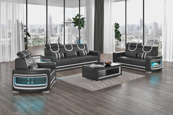 Sofagarnitur Luxus Komplette Couchgarnitur Braun Kunstleder Sofa 321