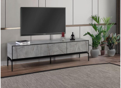 Sideboard RTV Lowboard Modern TV Ständer Wohnzimmer Grau Holz Tisch