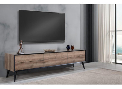 TV Ständer RTV Lowboard Wohnzimmer Modern Braun Holz Sideboard Tisch