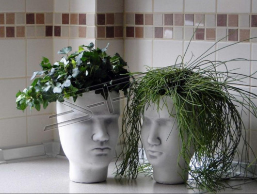 Design Blumentopf Top Planz Kübel Gefäß Figur Deko Töpfe Gesicht Skulptur