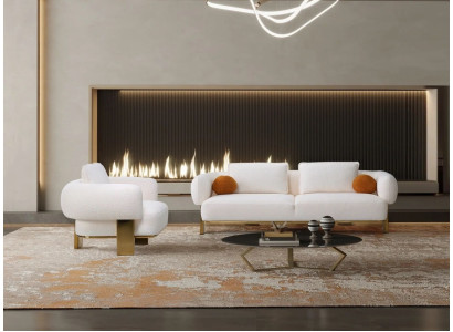 Sofagarnitur Komplette Couchgarnitur Weiß Sitzer Polstersofa Stoffsofa