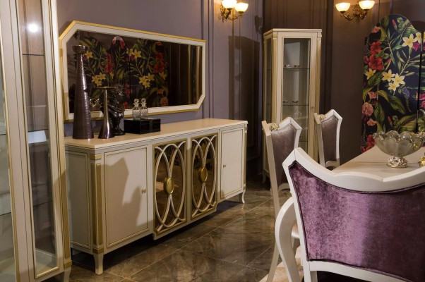 Klassische Set Vitrine rtv Sideboard Luxus Vitrine Schränke Set 2 tlg.