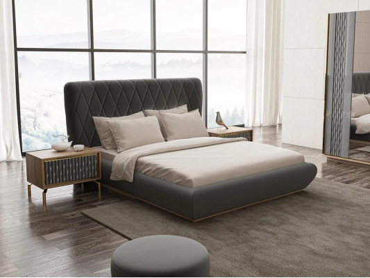 Komplett Set Doppel Bett Luxus 2x Nachttische Design Schrank Kleiderschrank