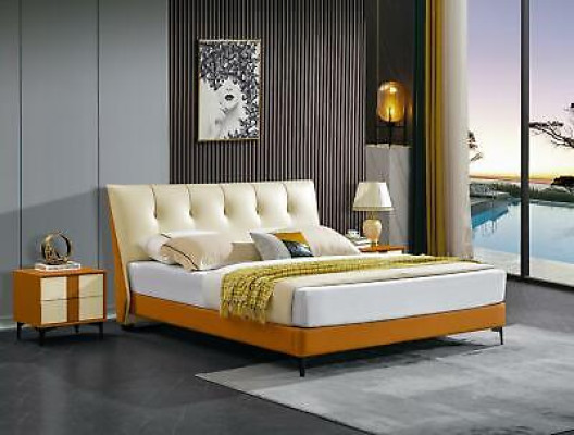 Lederbett Bett Luxus Betten Doppel Ehe Polster Hotel Komplettes Set