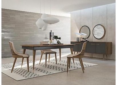 Luxus Esszimmer Set Esstisch 4x Stühle Luxus Anrichte mit 2x Spiegel Neu Set