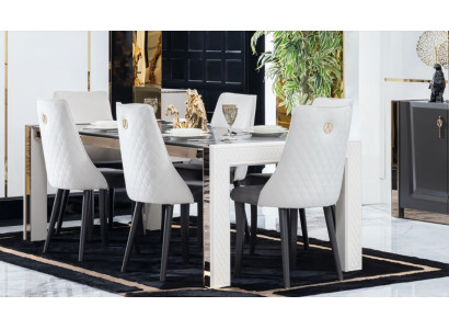 Polster Textil Stoff Essgruppe Garnitur Set Komplett Design Lehnstuhl 6x Stühle