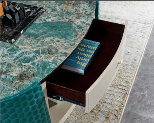 Couchtisch Unterschrank Holz Leder Turkis Modern Neu 2tlg. Design Möbel