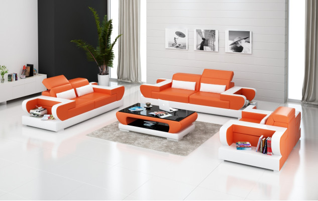 Luxuriöse Sofagarnitur Wohnzimmer Garnitur Leder Polster Couchen Sofa