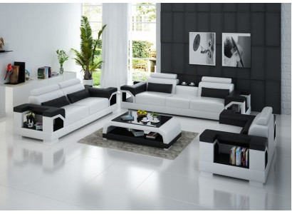 Leder Polster Couchen Sofa Luxuriöse Sofagarnitur Wohnzimmer 3+2 Set