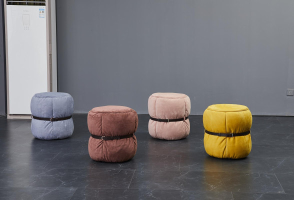 Design Hocker Sitzpouf Wohnzimmer Designer Runder Moderne Fußhocker