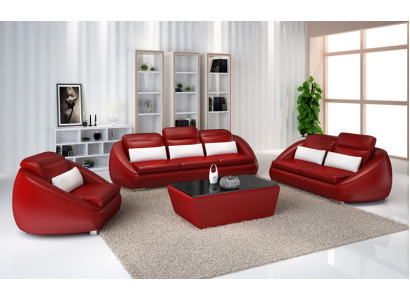 Luxus Möbel Sofagarnitur Couch Sofa Polster 3+2 Rote Sitzpolster Gruppe