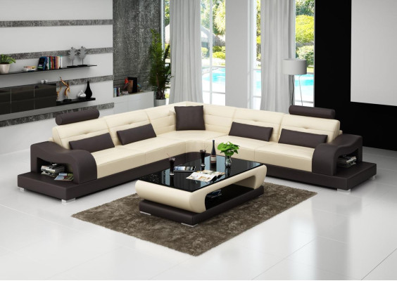 Ledersofa Couch Wohnlandschaft L Form Dekor Design Modern Sofa Eck Sofas