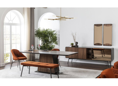 Essecke Essgruppe Esszimmer Esstisch Stühle Sideboard 9tlg Holz Braun
