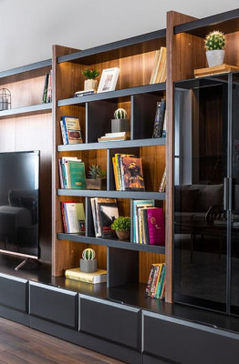 Wohnwand tv Möbel Schrankwände Wohnzimmer Vitrine Modern Holz Braun