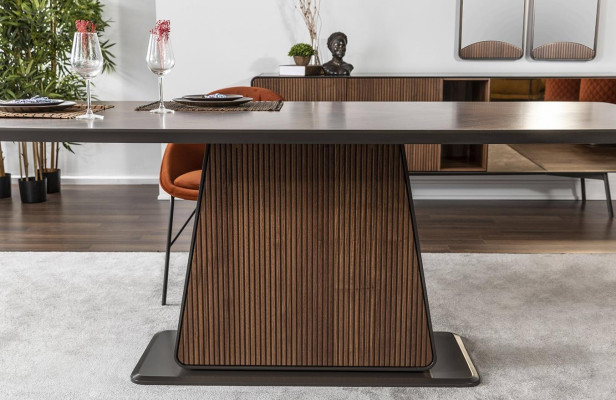 Essgruppe Esszimmer Esstisch Tisch Stühle Set 7tlg Holz Braun Neu