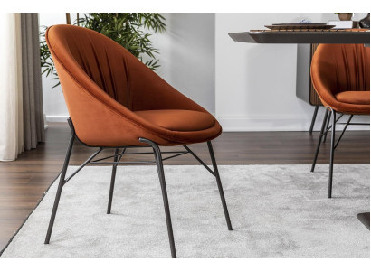 Garnitur Esszimmerstuhl Küchenstuhl Lehnstuhl Stühle 6tlg Stoff Orange