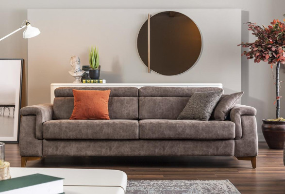 Dreisitzer Sofa 3 Sitzer Stoffsofa Sofas Grau Stoff Mit Bettfunktion